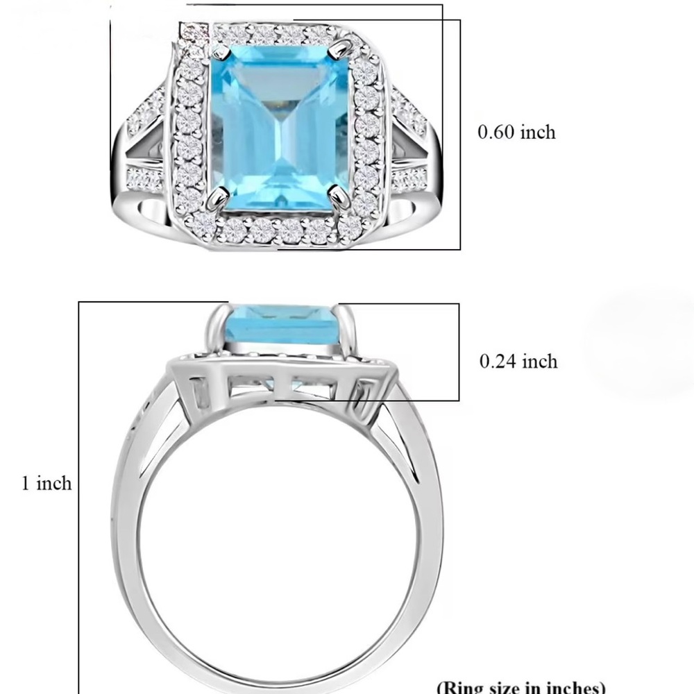 Blue Topaz & Simulated Diamond Ring - Picture 7 of 9